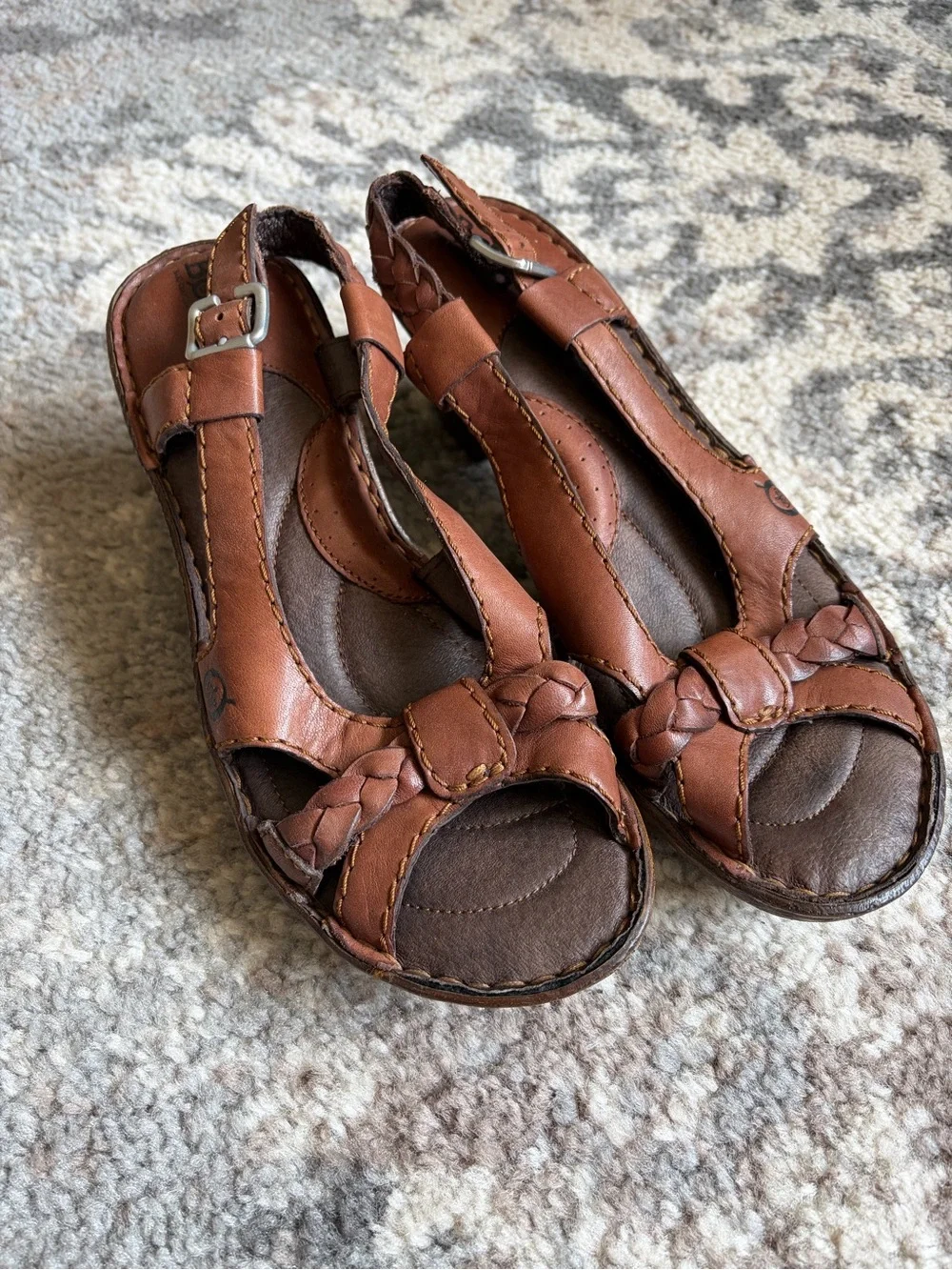 Børn Leather Heeled Sandals Brown Braided Leather